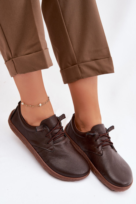 Baskets en cuir pour femmes Barefoot Zazoo 10189 chocolat