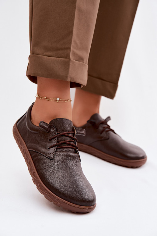 Leren dames schoenen Barefoot Zazoo 10189 chocolade kleur