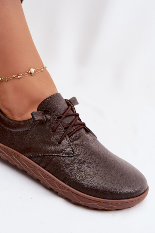 Baskets en cuir pour femmes Barefoot Zazoo 10189 chocolat