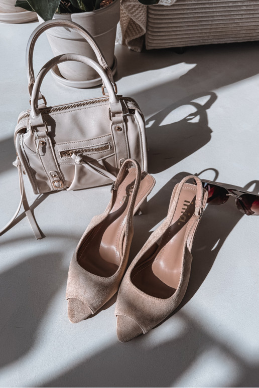 Sandales pour femmes en suédine avec des talons fins couleur sable Sevina