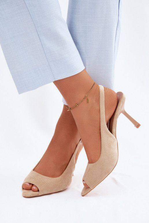 Sandales pour femmes en suédine avec des talons fins couleur sable Sevina