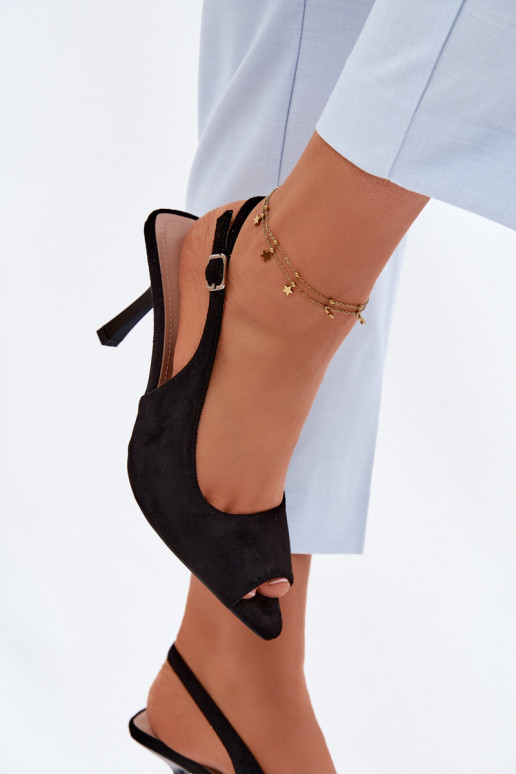 Damen Sandalen aus Kunstwildleder in schwarz Sevina