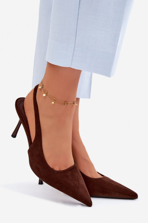 Damen Sandalen aus Kunstwildleder in schokoladenfarben Kevina