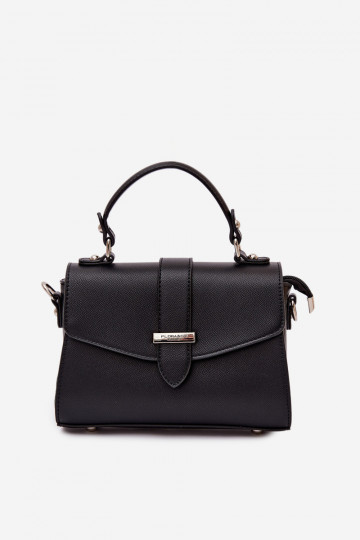 Sac postier noir avec bandes décoratives Belveta