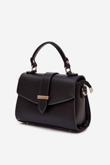 Schwarze Postboten-Handtasche mit dekorativen Bändern Belveta 2