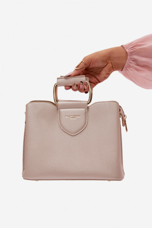 Ordinateur de poche Tronc Petit en cuir écologique couleur dorée Lorielle