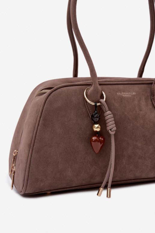 van eco-suèdeoIna HandtasBrelokiem Donkerbeige Noelia