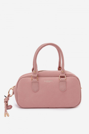 Petit sac de type valise rose en daim synthétique Annelle