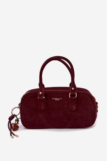 Sac de type valise couleur bordeaux en daim synthétique Annelle