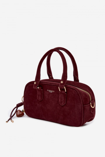 Sac de type valise couleur bordeaux en daim synthétique Annelle 2