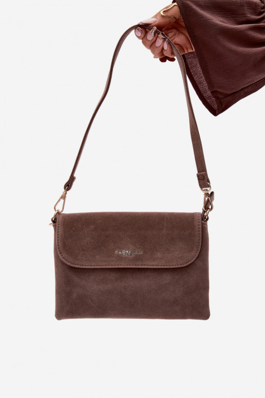 Een kleine handtasvan eco-suèdeu Donkerbeige Lucelle