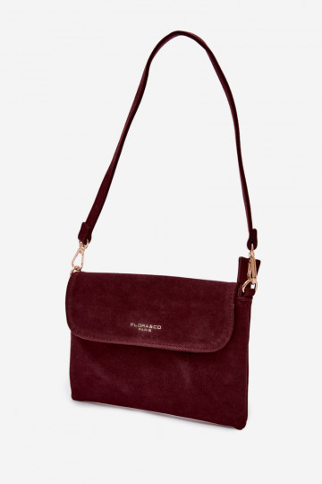Kleine tas van kunstsuède in bordeaux kleur Lucelle 2