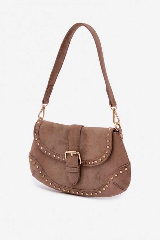 Handtas met klinknagels van eco-suèdeoIna Donkerbeige Clarielle