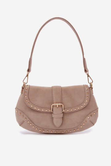 Sac avec clous en suède artificiel couleur sable vif Clarielle
