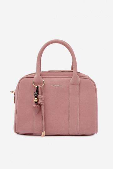 Sac de type bagage en suède artificiel avec porte-clés couleur rose Sorielle