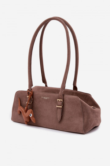 Sac en simili daim avec porte-clés couleur sable foncé Noely 2
