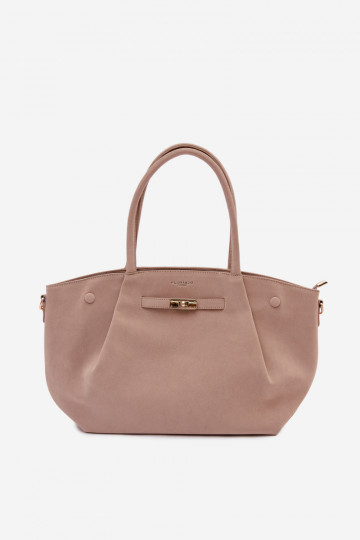 Sac de type shopper en simili daim couleur ivoire Nellia