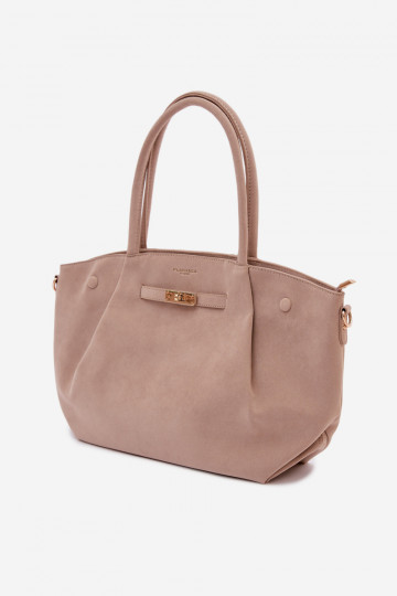 Sac de type shopper en simili daim couleur ivoire Nellia 2