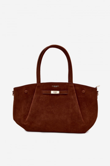 Sac de type shopper en simili daim couleur marron Nellia
