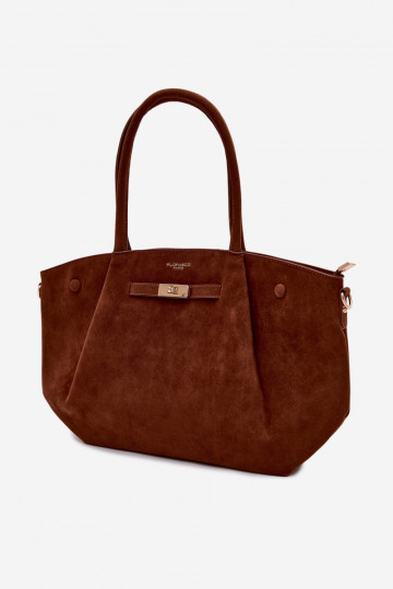 Koop-type tas van kunstsuède in bruin Nellia 2