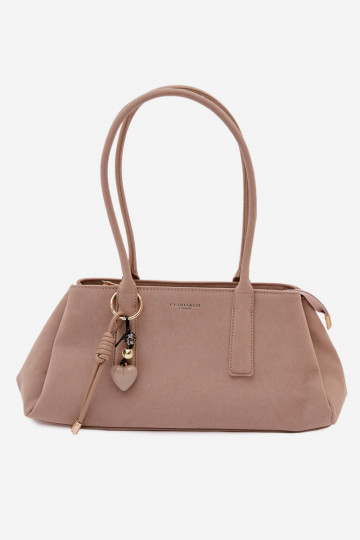 Sac en simili daim avec porte-clés couleur ivoire Nelina