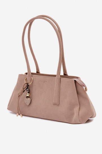 Sac en simili daim avec porte-clés couleur ivoire Nelina 2