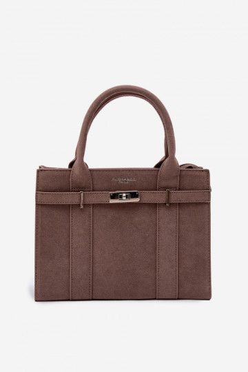 Sac de type bagage en simili daim couleur sable foncé Noressa