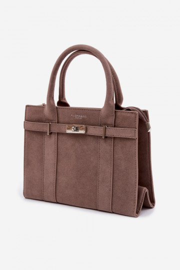 Sac de type bagage en simili daim couleur sable foncé Noressa 2