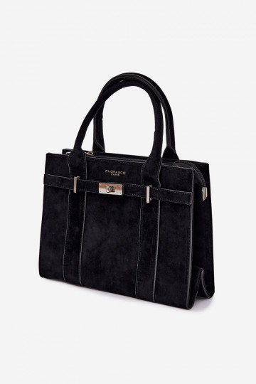 Sac de type bagage en simili daim couleur noire Noressa 2