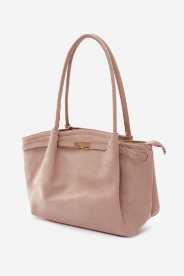 Sac de type shopper en simili daim couleur ivoire Elleea