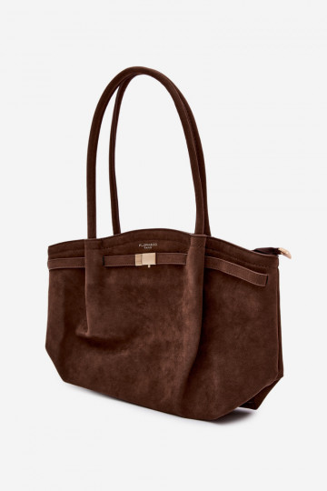 Shopper-Tasche aus Kunstsuede in schokoladenbraun Elleea 2