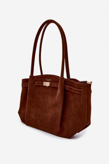 Sac shopper en suédine couleur marron Elleea 2