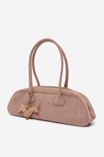 Sac baguette avec fermeture en suédine imitation couleur ivoire Annette 2