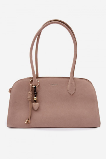 Sac avec porte-clé et fermoir en suédine couleur sable clair Violette