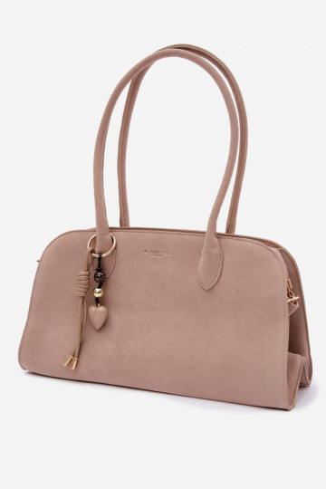 Sac avec porte-clé et fermoir en suédine couleur sable clair Violette 2