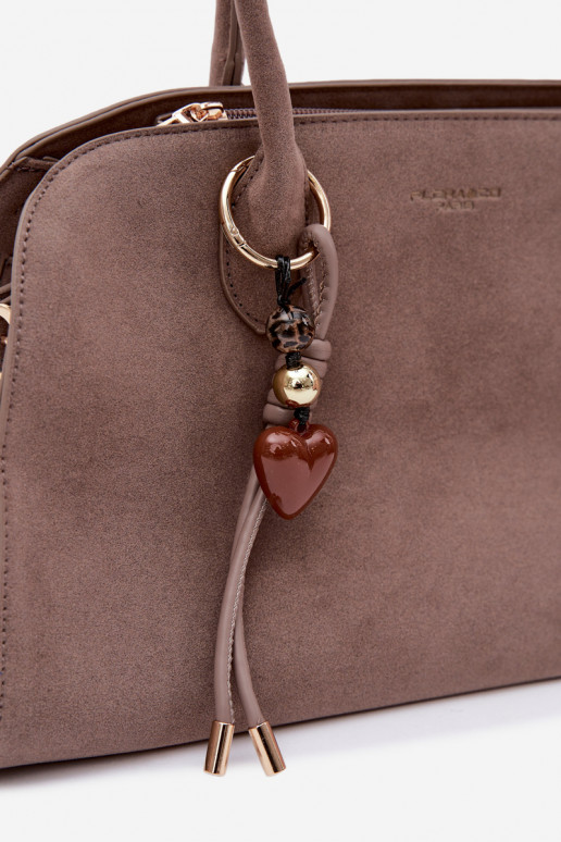 HandheldBrelokiem I mit Schnallenmi aus Öko-INildlederoZua DunkelBeige Violette