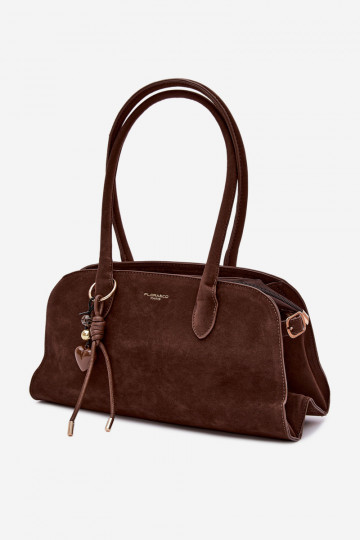 Tasche mit Anhänger und Schnallen aus Kunstsuede in schokoladenbraun Violette 2