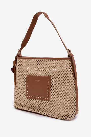 Sac avec éléments tressés et porte-clés pour l'été couleur ivoire Fayette 2