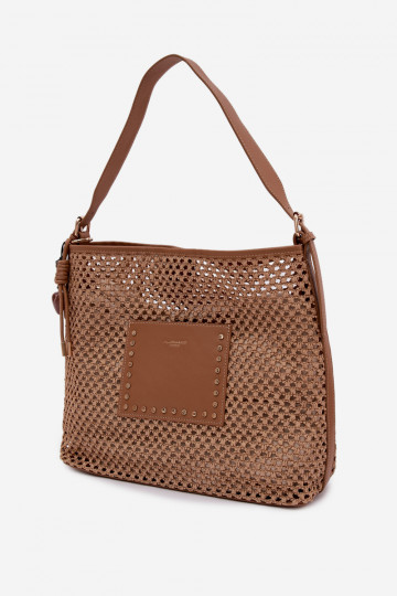 Sac avec éléments tressés et porte-clés pour l'été couleur brun vif Fayette 2