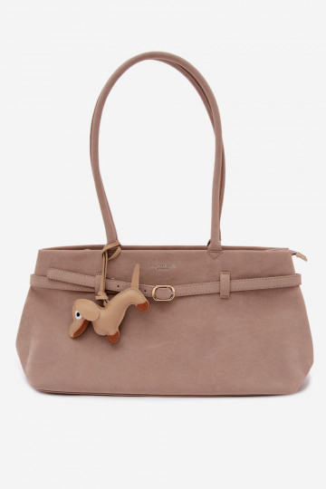 Sac avec imitation suède et fermeture éclair couleur ivoire Noellea