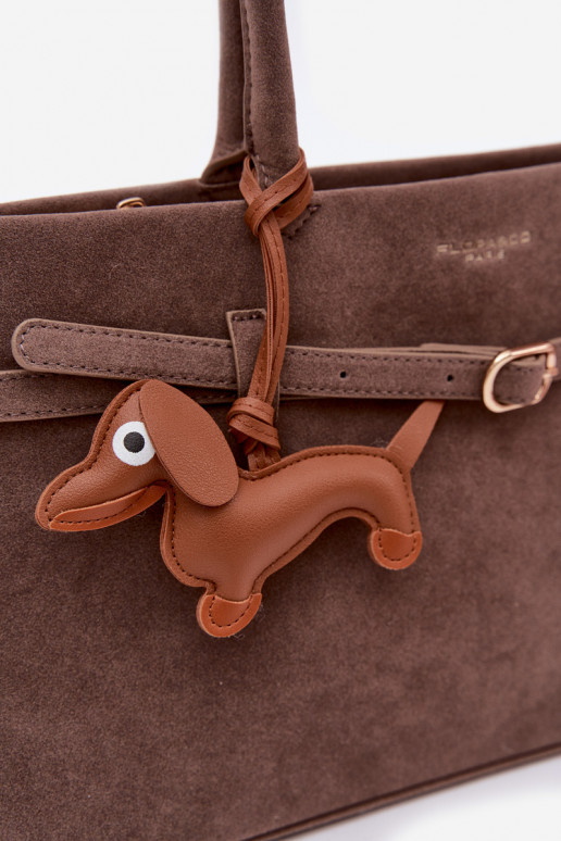 HandtasImitacji van suèdeu ZaInieszka Jamnik Donkerbeige Noellea