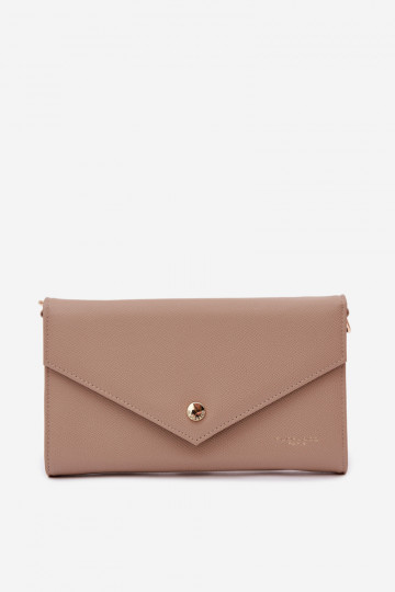 Tas in envelopstijl met twee vakken en decoratieve linten in ivoor kleur Pauline