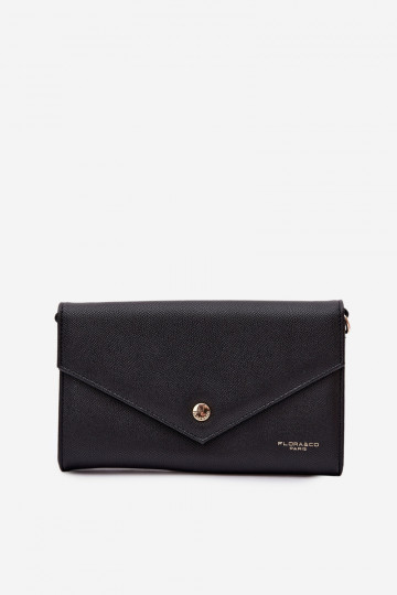 Tas in envelopstijl met twee vakken en decoratieve linten in zwart Pauline