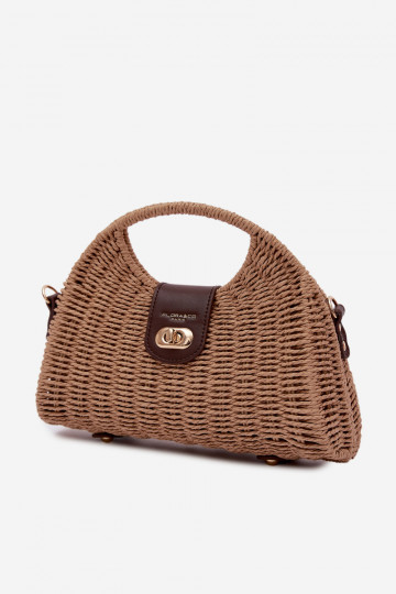 Geflochten Eine kleine Handtasche mit Zierstreifen Braun Delphine 2