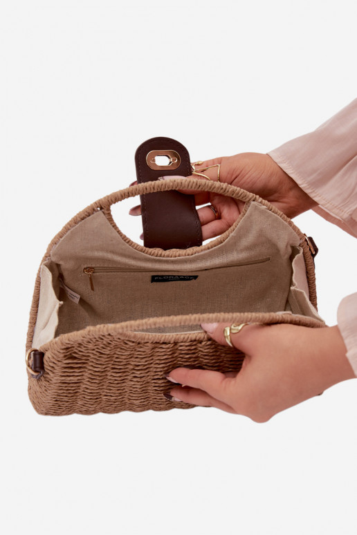 Geflochten Eine kleine Handtasche mit Zierstreifen Braun Delphine