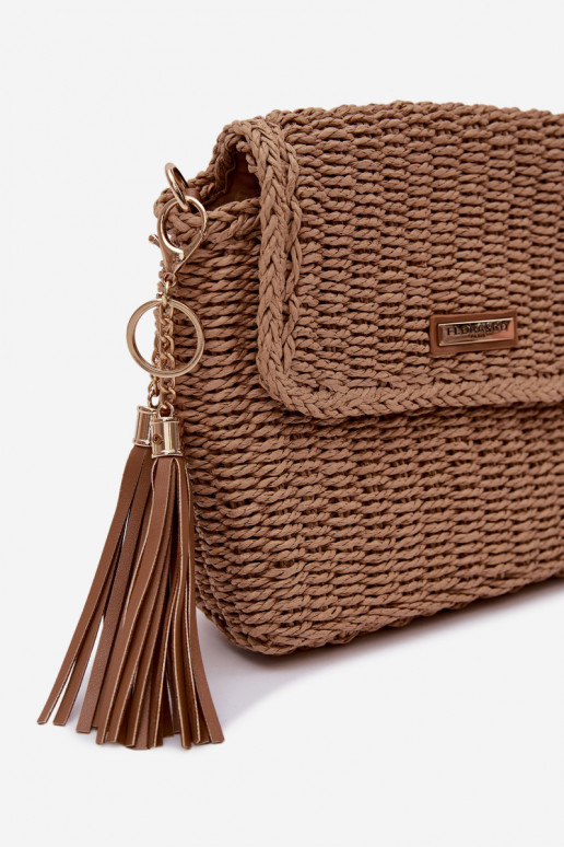 Een kleine handtas Typu Postbode met opengeInerkte elementen Bruin Tamara