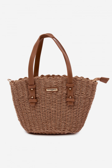 Handtasche/Tasche mit durchbrochenen Elementen HellBraun Lucienne