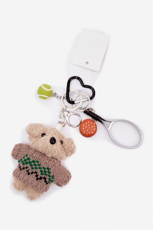 Breloczek ZaÀieszka Do Torebki Kluczy Nounours DANS SÀeterku RakietaPiłką Hamburger couleur argent