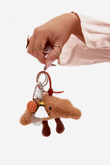 Breloczek ZaÀieszka Do Torebki Kluczy Rogalik Rakieta Lotka Hamburger couleur ivoire