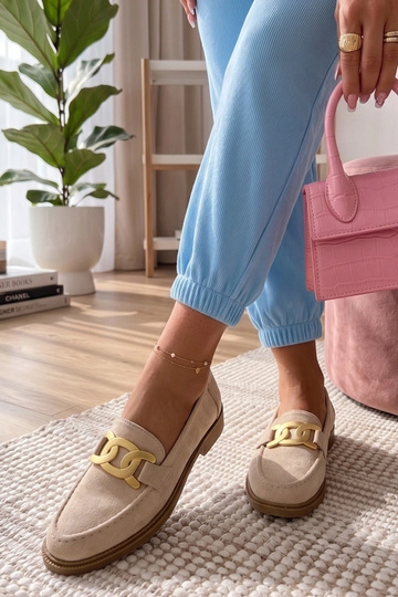 Zandkleurige mocassins met...